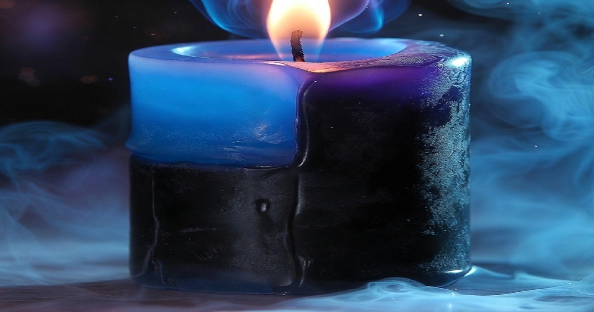 A vela azul escuro e preta é extremamente forte no campo mental e espiritual.