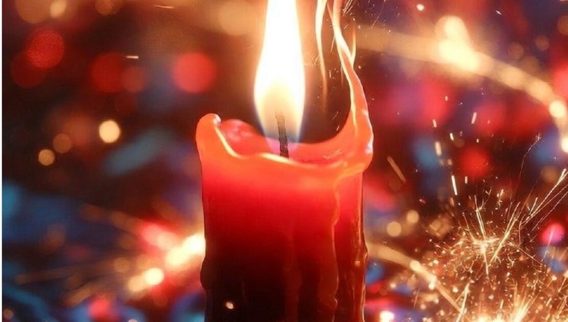 A vela vermelha é a energia da força vital